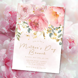 Invitación Brunch del Día de la Madre Floral Rosa Claro Do