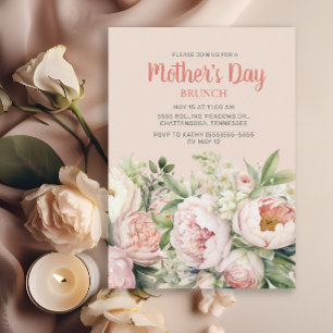 Invitación Brunch del Día de la Madre Floral Rosa Elegante