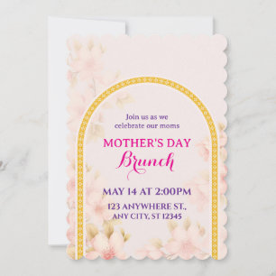 Invitación Brunch del Día de la Madre Floral Rosa Elegante, A