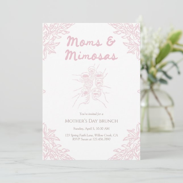 Invitación Brunch del Día de la Madre Moms y Mimosas (Anverso de pie)