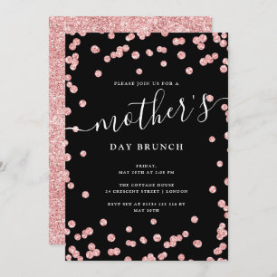 Invitación Brunch del Día de la Madre Negra de Oro Rosa 