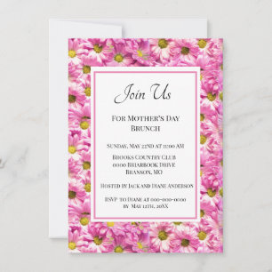 Invitación Brunch del Día de la Madre Pretty Pink Daisies