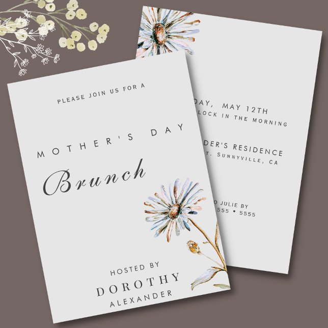 Invitación Brunch del Día de las Madres con Flores de Agua (Subido por el creador)