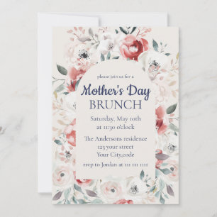 Invitación Brunch del Día de las Madres Florales con una eleg