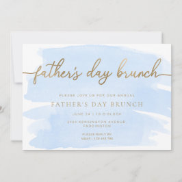 Invitación Brunch del Día del Padre con acuarela azul