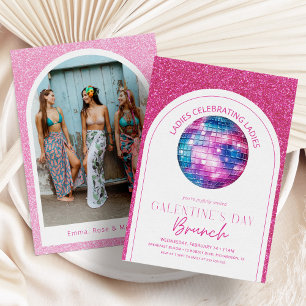 Invitación Brunch del Día del Purpurina Galentine de color ro