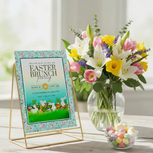Invitación Brunch del Domingo de Pascua, Fiesta de Jardín de 