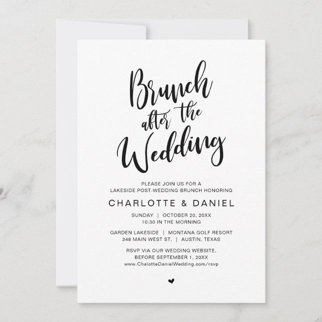 Invitación Brunch Después Del Boda, Celebración Del Elopement (Anverso)