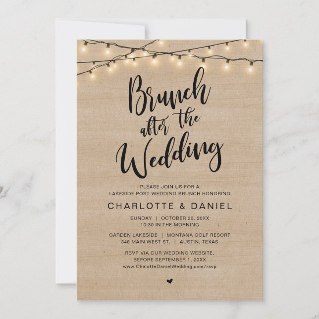 Invitación Brunch Después Del Boda, Celebración Del Elopement (Anverso)