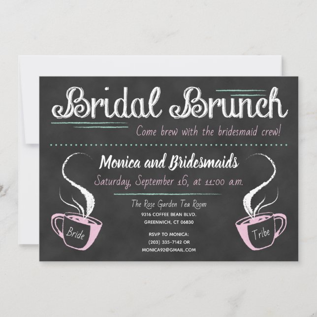 Invitación Brunch divertido de la dama de honor de la pizarra (Anverso)