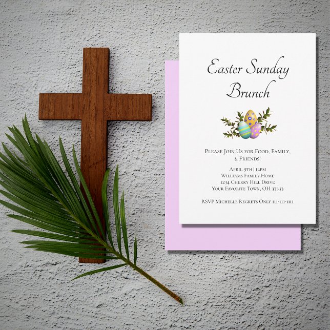 Invitación Brunch Dominical Elegante Huevos Decorados De Pasc (Subido por el creador)