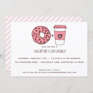 Invitación Brunch El día de San Valentín de café y donut lind