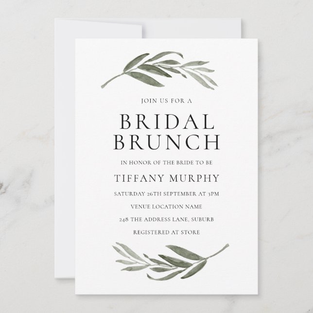 Invitación Brunch Elegante de ducha de novia Wreath Wreath (Anverso)