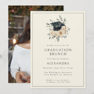 Invitación Brunch Elegante Floral Watercolor Estilo Graduació