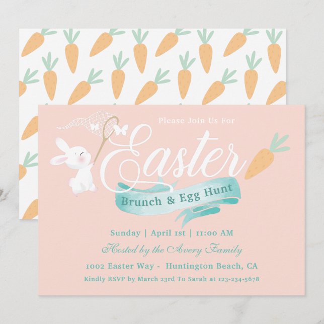 Invitación Brunch elegante moderno de Pascua (Anverso / Reverso)