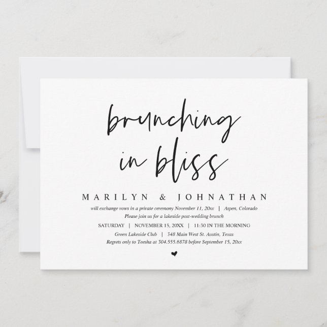 Invitación Brunch En Bliss, Post Boda Brunch (Anverso)