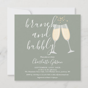 Invitación Brunch Espuma Verde Escritura Nupcial Despedida de
