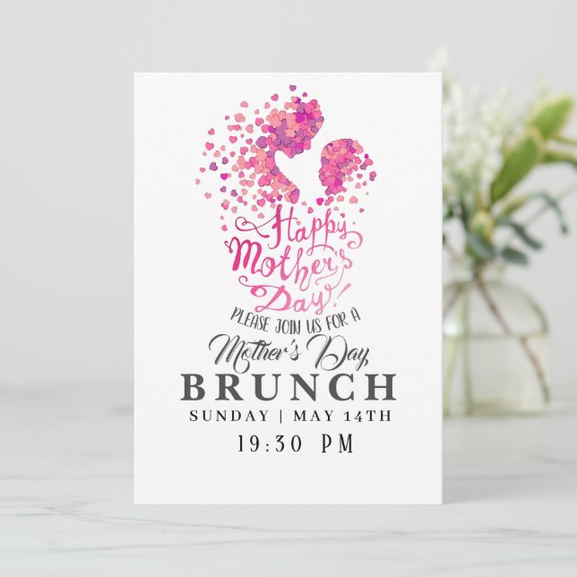 Invitación Brunch Feliz Día de la Madre (Anverso de pie)