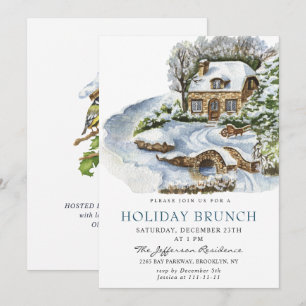 Invitación Brunch festivo de vacaciones de Navidad en el camp