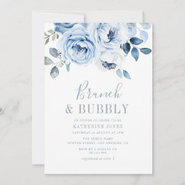 Invitación brunch floral azul y polvoriento