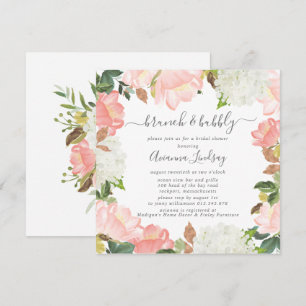Invitación Brunch floral blanco rosado