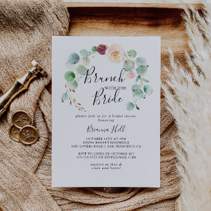 Invitación Brunch floral contemporáneo con ducha de novia