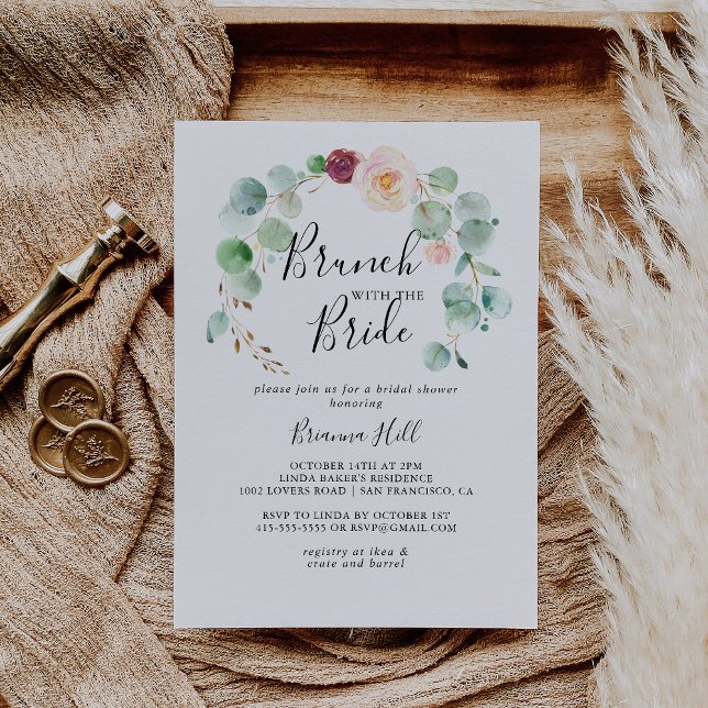Invitación Brunch floral contemporáneo con ducha de novia (Subido por el creador)