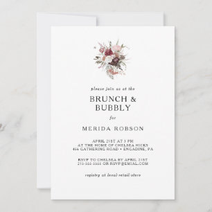 Invitación Brunch floral de boho de Borgoña y ducha bucosa in