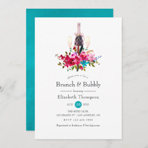 Invitación Brunch floral de Moda Boho y ducha de novias burbu
