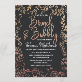 Invitación Brunch floral de Ombre del purpurina del oro del