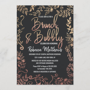 Invitación Brunch floral de Ombre del purpurina del oro del