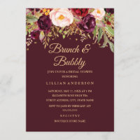 Brunch Floral De Purpurina De Oro De Borgoña Y Bub
