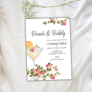 Invitación Brunch floral de verano Bubbly Champagne Baby Show