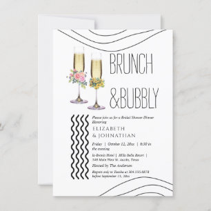 Invitación Brunch floral minimalista botánico y burbujeante
