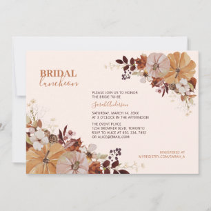 Invitación Brunch Floral Otoñal Rústico para Boda Shower