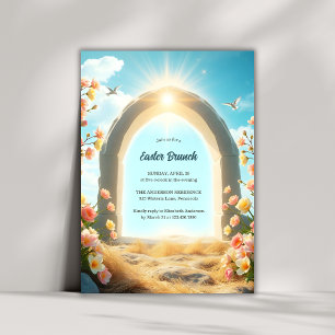 Invitación Brunch Floral Religioso de Pascua Cristo ha Resuci