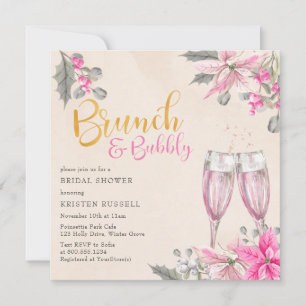 Invitación Brunch Floral Rosa Burbujeante Despedida de Solter
