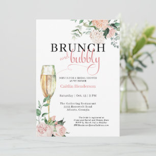 Invitación Brunch floral rosado de moda y ducha de novia burb