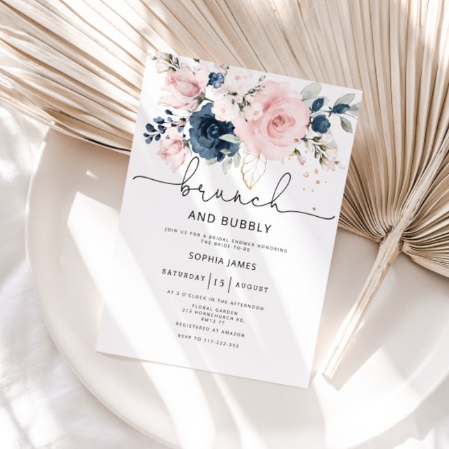 Invitación Brunch floral ruidoso y burbujeante ducha de novia (Subido por el creador)