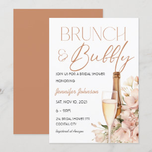 Invitación Brunch floral y ducha espumosa de champán