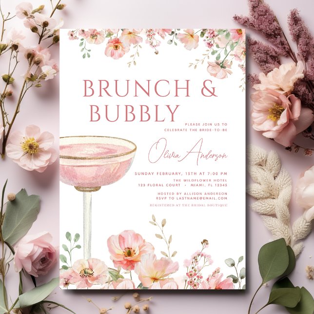 Invitación Brunch floral y ducha espumosa de champán (Subido por el creador)