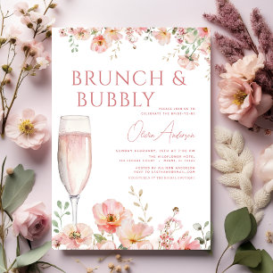 Invitación Brunch floral y ducha espumosa de champán