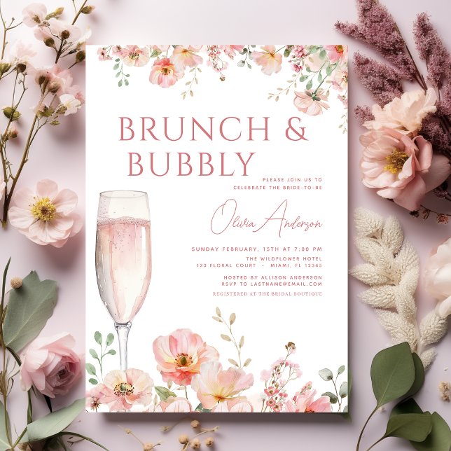 Invitación Brunch floral y ducha espumosa de champán (Subido por el creador)