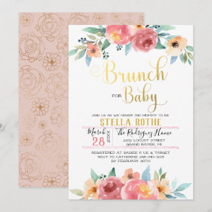 Invitación Brunch for Baby - Flores de primavera