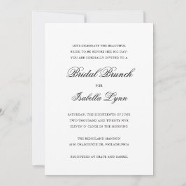 Invitación Brunch formal tradicional de novias en blanco y ne
