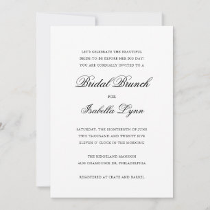 Invitación Brunch formal tradicional de novias en blanco y ne