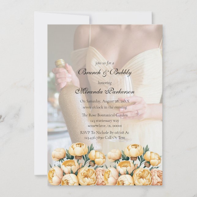 Invitación Brunch fotográfico amarillo con mantequilla en arc (Anverso)