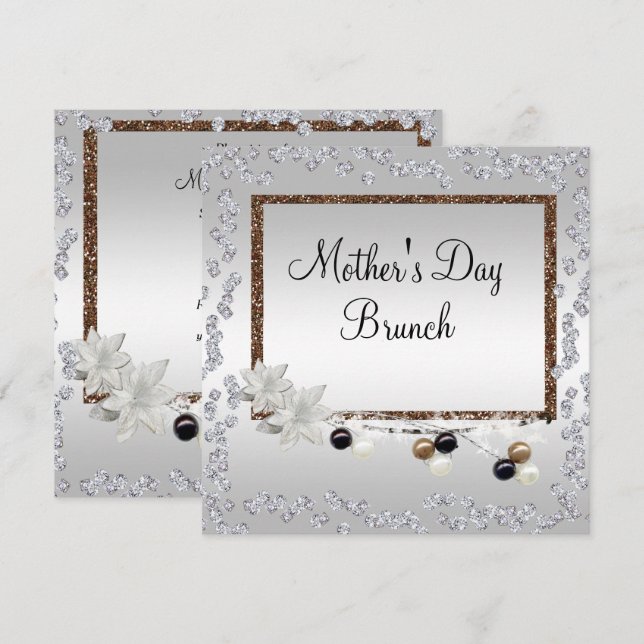 Invitación Brunch Framed Elegance del Día de la Madre (Anverso / Reverso)