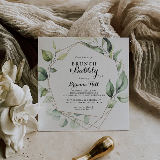 Invitación Brunch geométrico elegante y ducha de novia burbuj (Subido por el creador)
