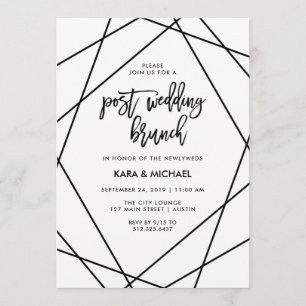 Invitación Brunch geométrico post-Boda negro y blanco